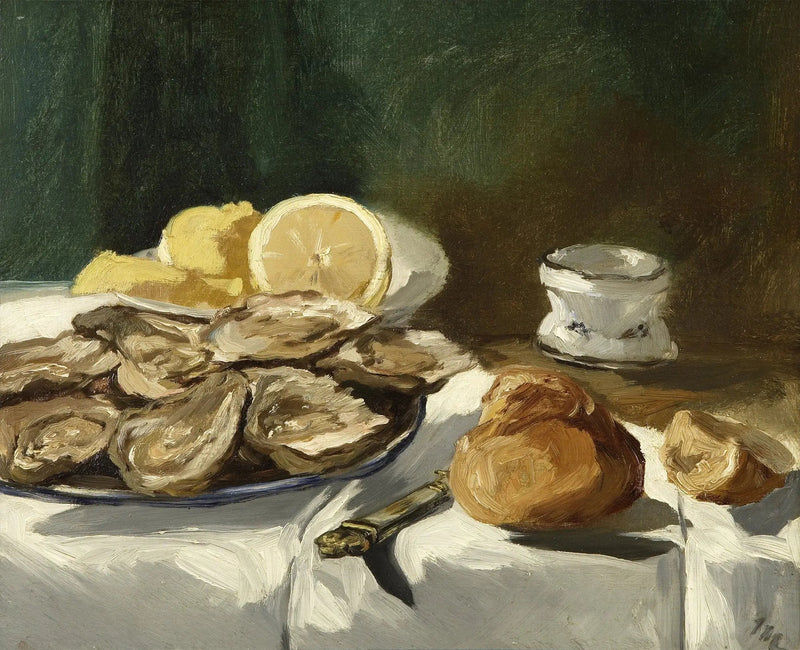 Stilleben, østers, sitron, brioche - Édouard Manet