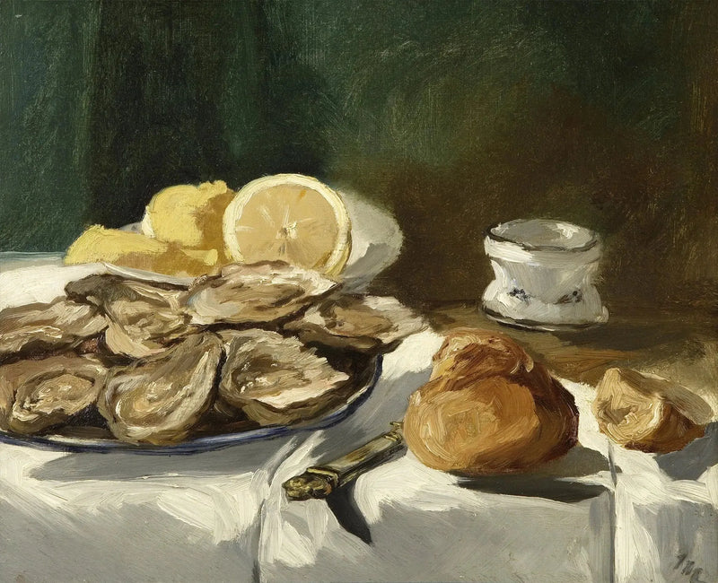 Stilleben, østers, sitron, brioche - Édouard Manet