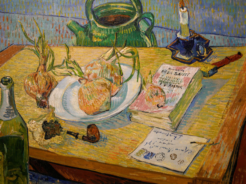 Stilleben med tegnebrett og løk - Vincent van Gogh