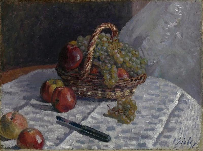 Stilleben, epler og druer - Alfred Sisley