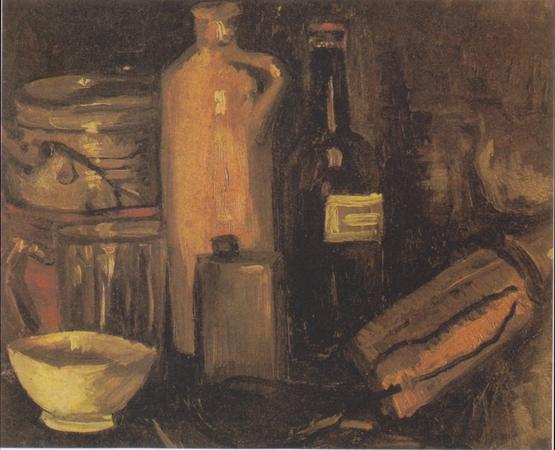 Stilleben med krukker, glass og flasker - Vincent van Gogh