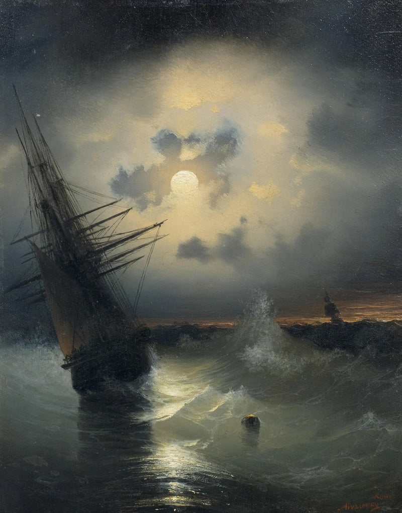 Seilskip på sjøen under måneskinn. - Ivan Aïvazovski

Source:
Navire à voile sur la mer au clair de lune. - Ivan Aïvazovski