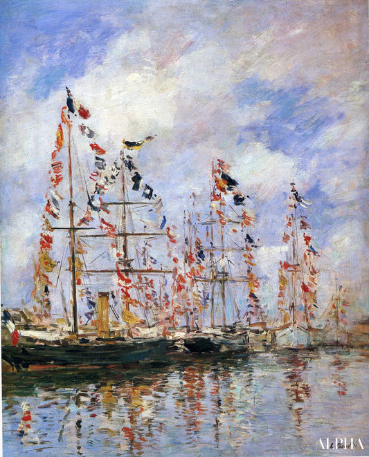 Navires à voile à Deauville - Eugène Boudin - Reproductions de tableaux et peintures haut de gamme