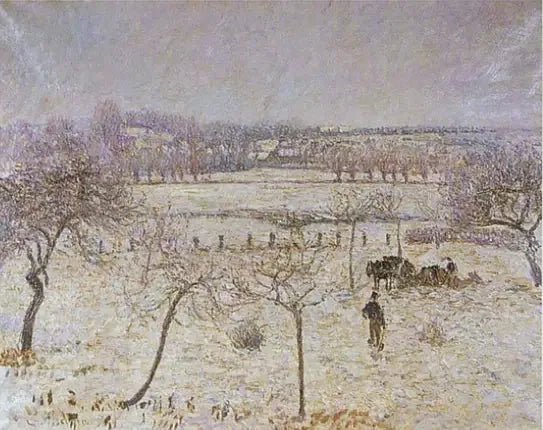 Snø og rim i Éragny - Camille Pissarro