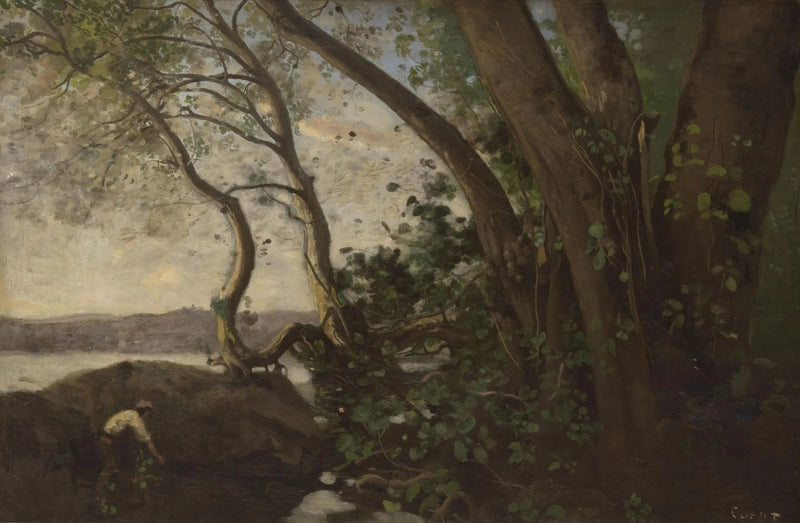 Nemi, ved innsjøens bredder - Jean-Baptiste Camille Corot