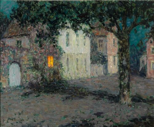 Nattstykke under måneskinn i Cherbourg - Henri Le Sidaner