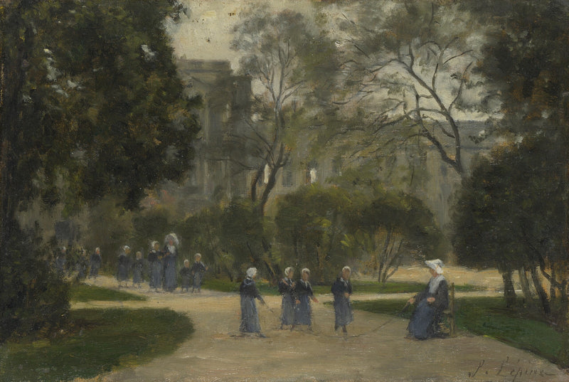 Nonner og skolejenter i Tuileries-hagen, Paris - Stanislas Lépiné