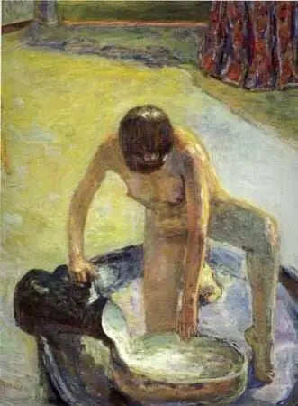 Nå kneeling ved tuben - Pierre Bonnard