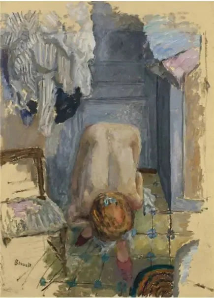 Nu Accroupi bøyd fremover - Pierre Bonnard