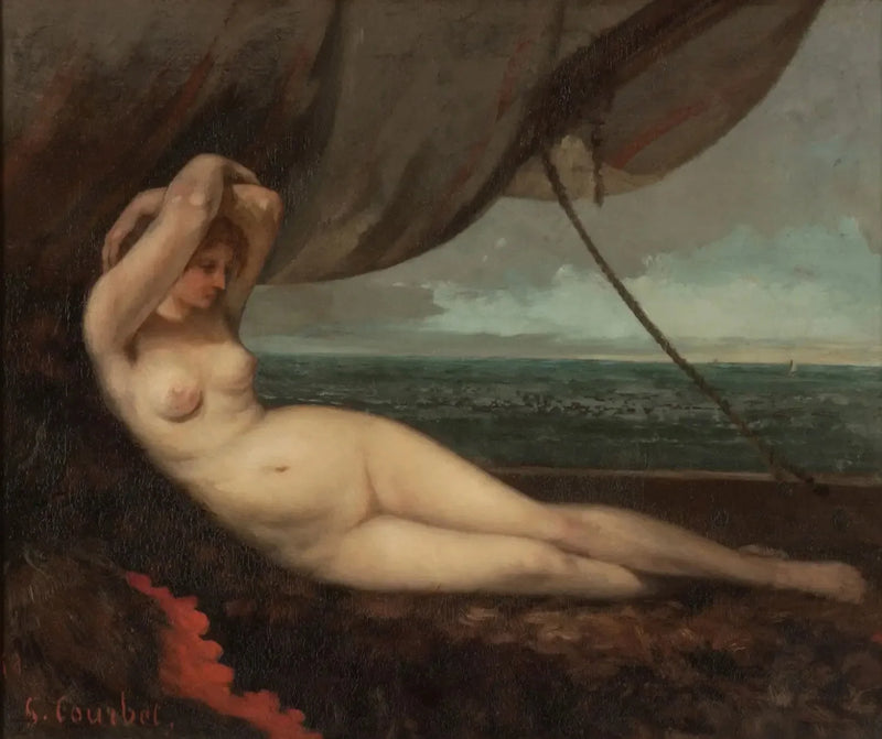 Nå liggende ved sjøen - Gustave Courbet
