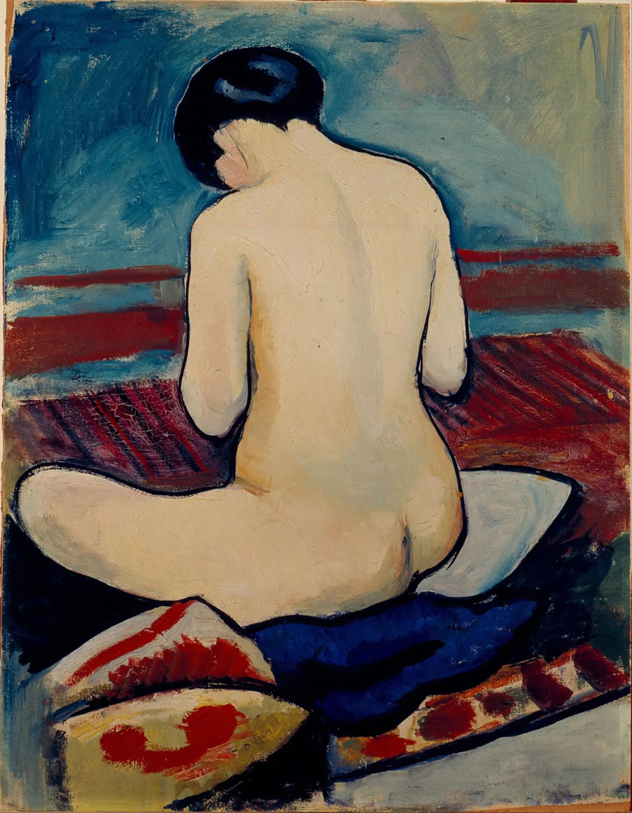 Nå sitter med en pute - August Macke