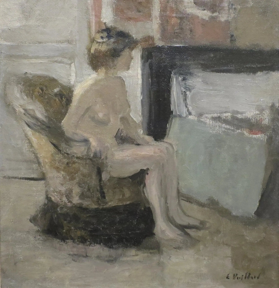 Nå sittende foran en peis - Édouard Vuillard