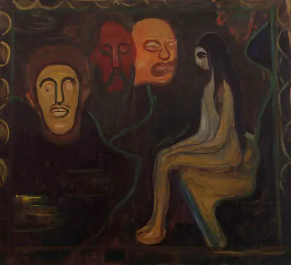Nå sitter og Tre mannlige hoder - Edvard Munch