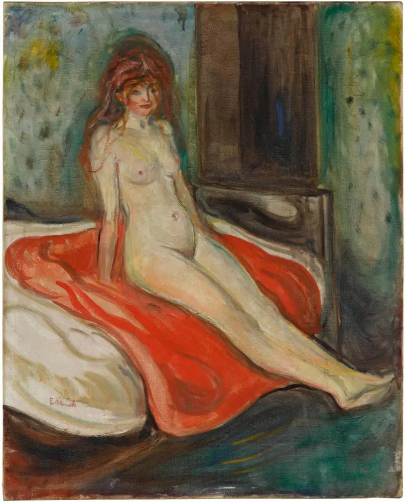 Nu assis sur le lit - Edvard Munch image 1 copie de tableau peinte à la main