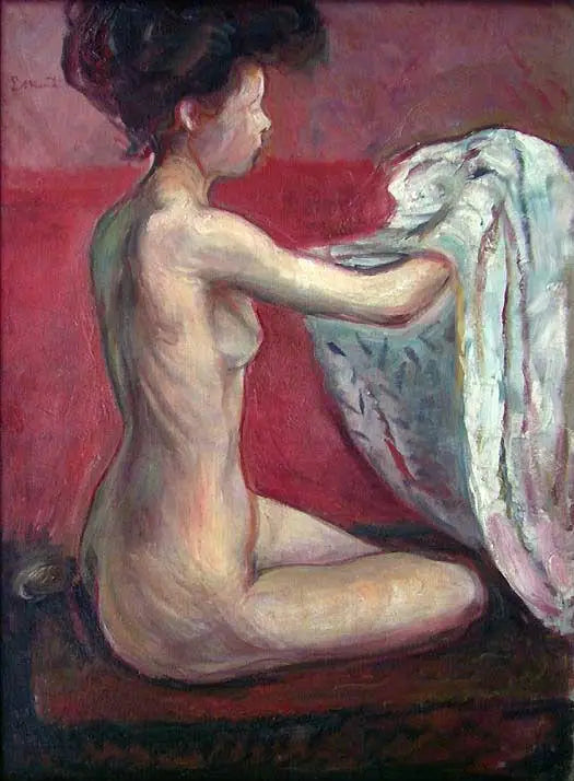 Nå sitter på en rød bakgrunn - Edvard Munch