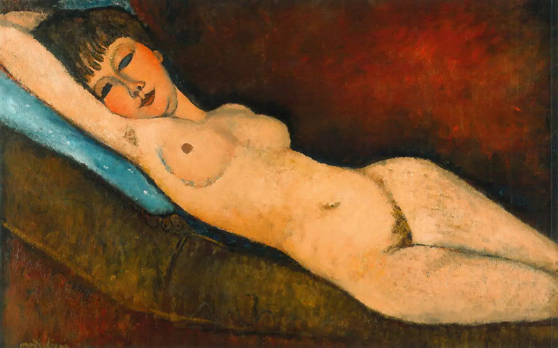 Natt som ligger på den blå puten - Amedeo Modigliani