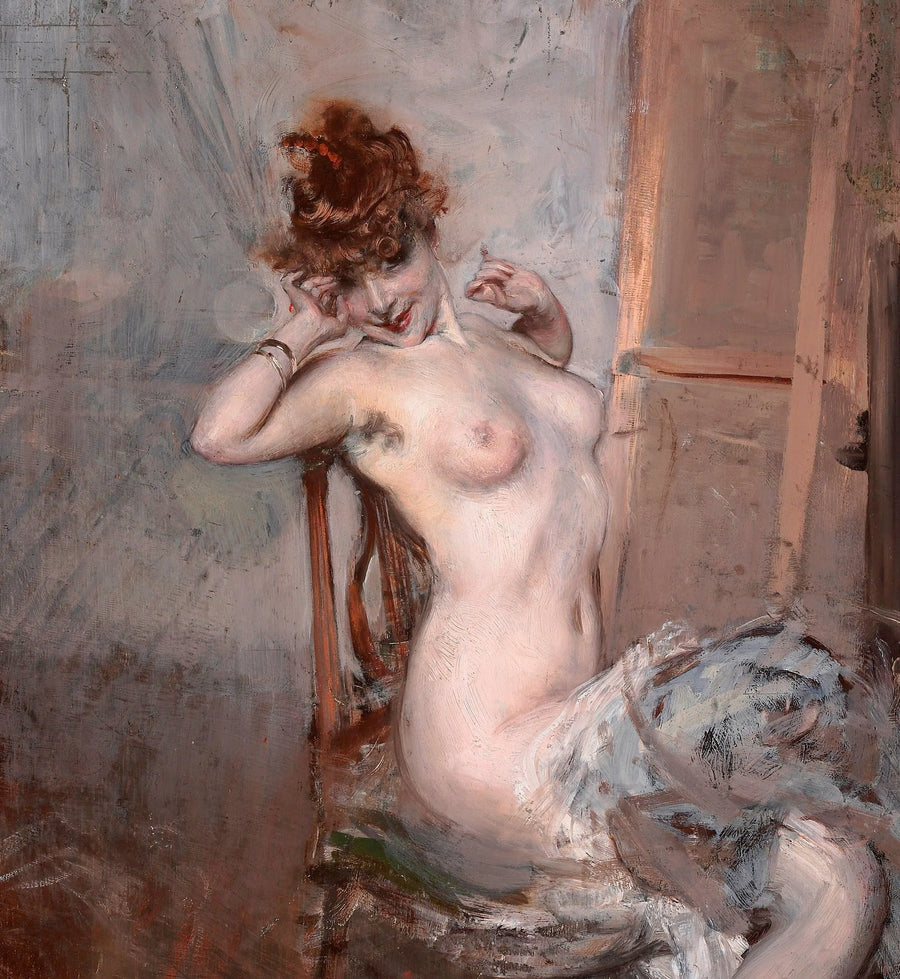 Nå av den unge kvinnen som sitter - Giovanni Boldini