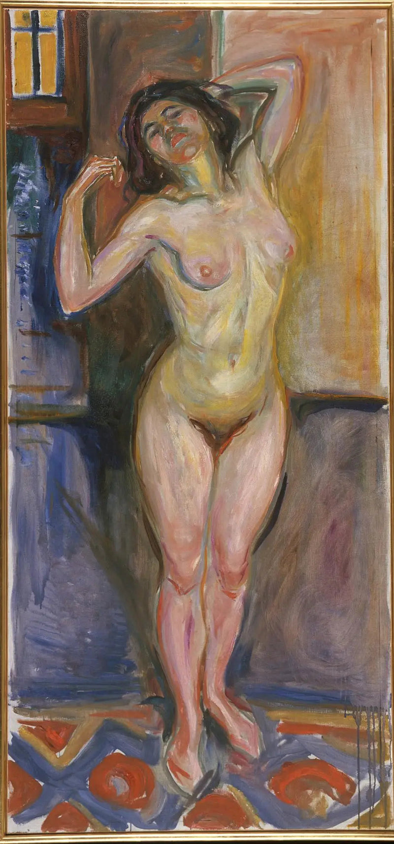 Nå stående med hendene bak hodet - Edvard Munch