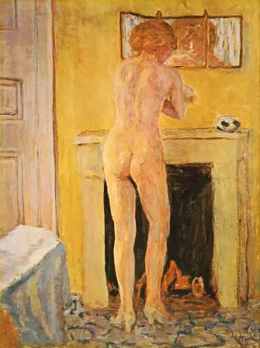 Nå foran peisen - Pierre Bonnard