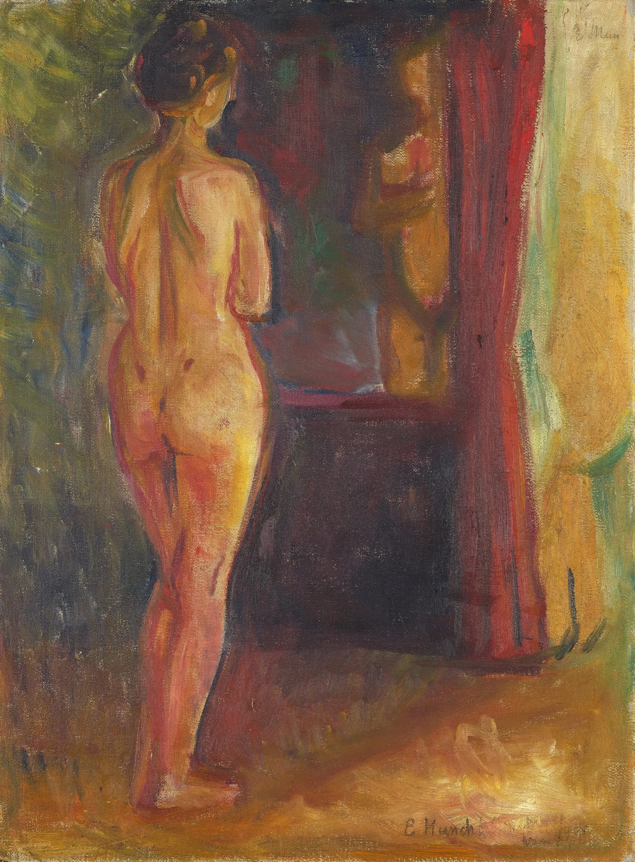 Reproduction du tableau « Nu devant son miroir - Edvard Munch » par Alpha Reproduction en peinture à l’huile