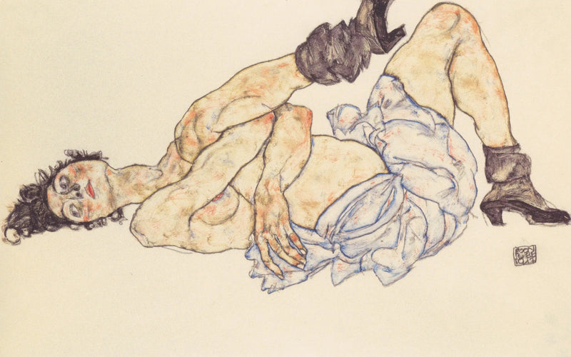 Langstrakt kvinneskikkelse - Egon Schiele