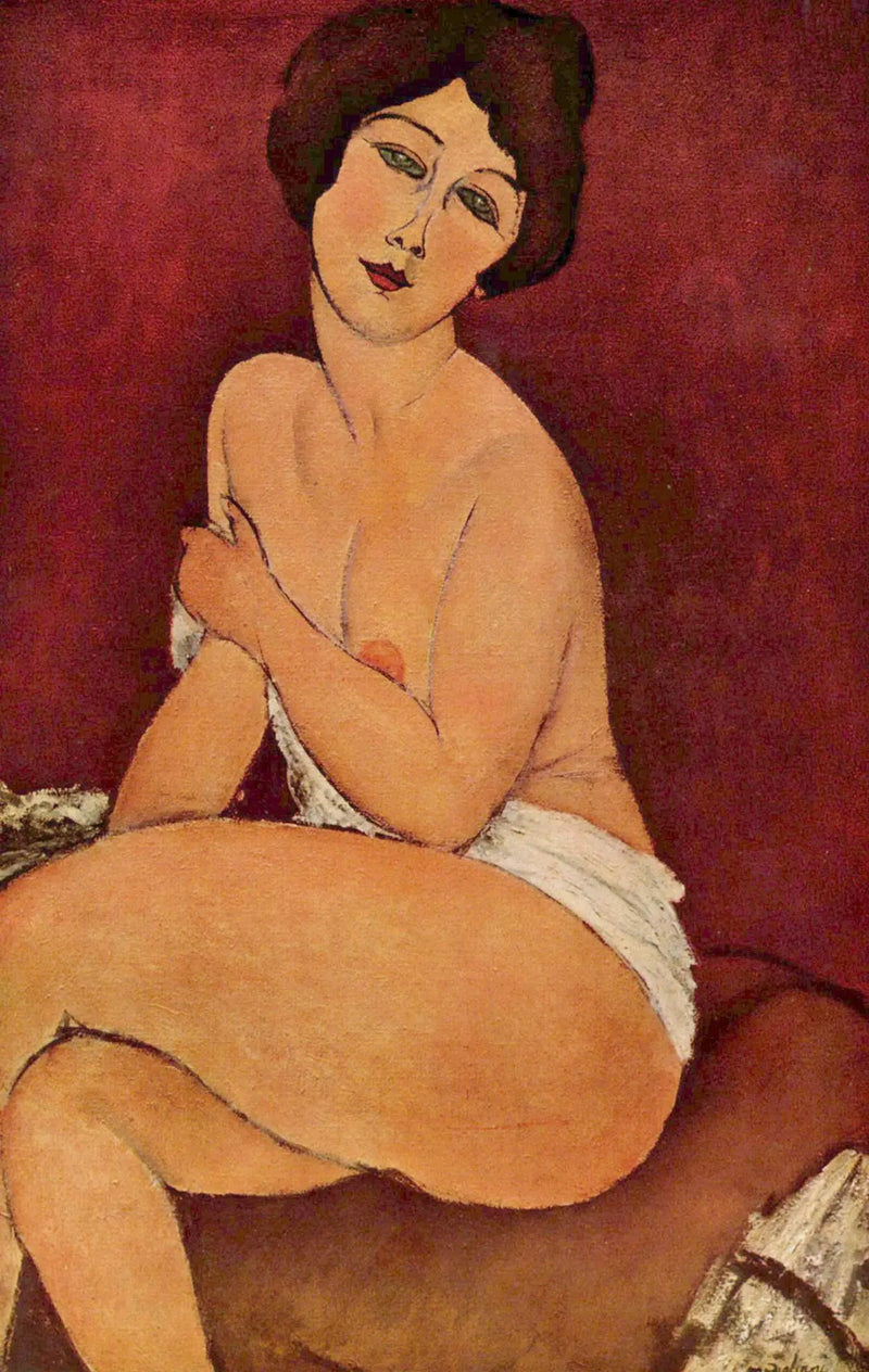 Kvinne som sitter på en sofa - Amedeo Modigliani