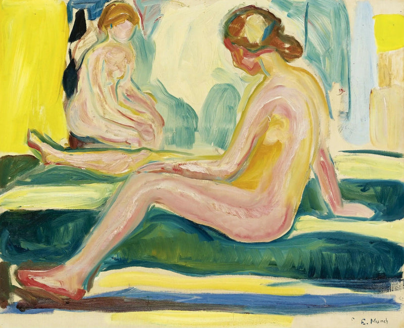 Sittende kvinnelige nudes - Edvard Munch