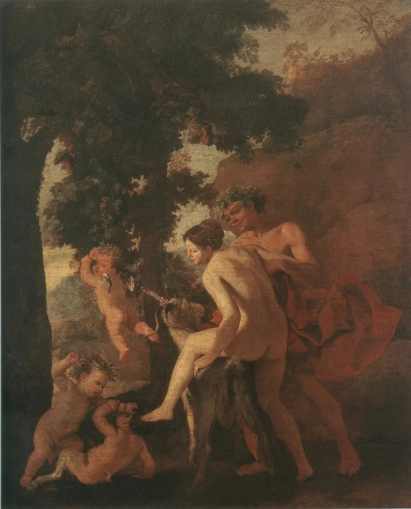 Nymfe som rir på en geit - Nicolas Poussin