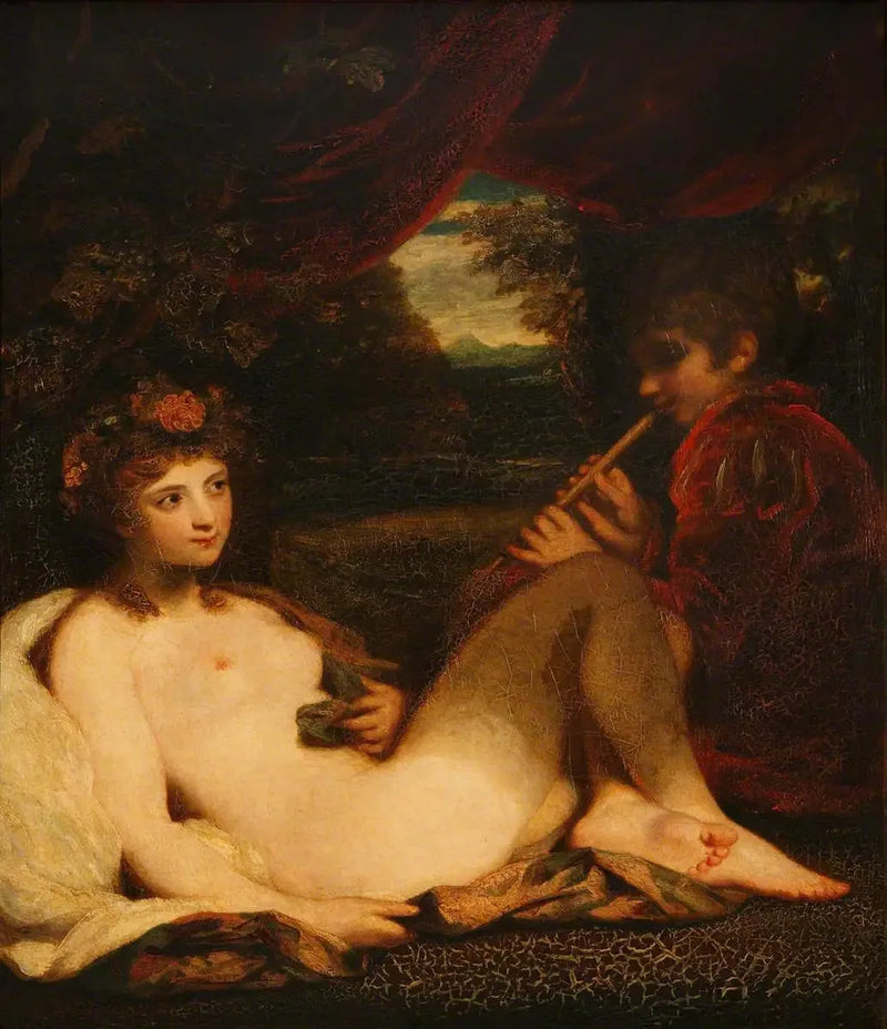 Nymfe og gutt med fløyte - Joshua Reynolds