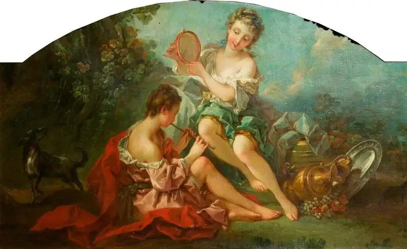 Arkadiske nymfer som spiller musikk - François Boucher