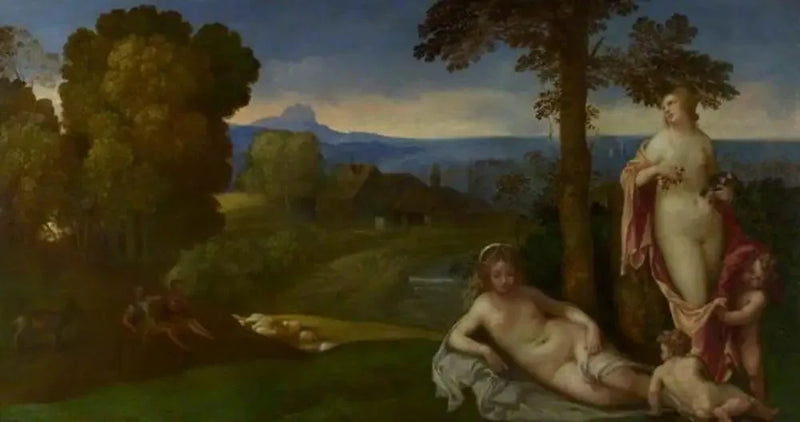 Nymfer og barn i et landskap med gjetere - Giorgione