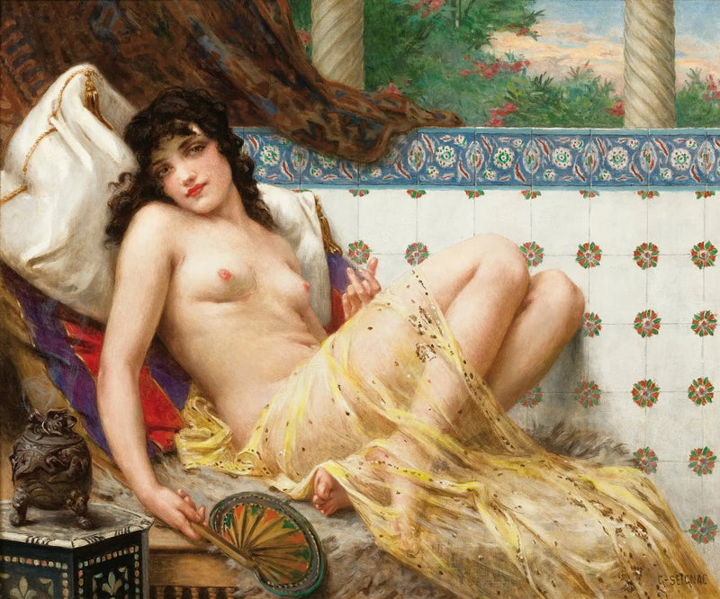Odaliske med fan - Guillaume Seignac