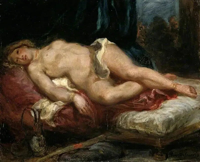 Odalisque liggende på en sofa - Eugène Delacroix