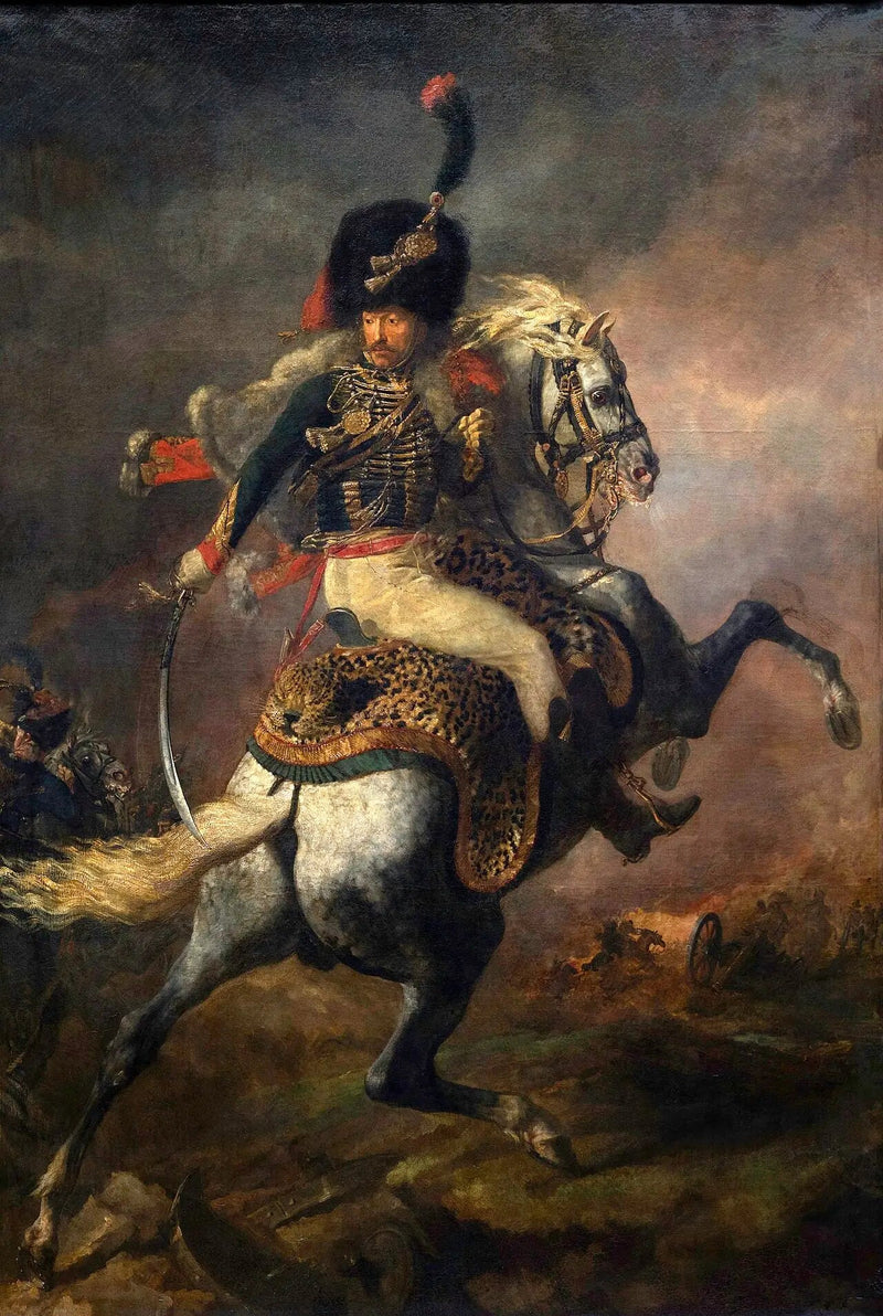 Offiser av jegere til hest fra den keiserlige garde som angriper - Théodore Géricault