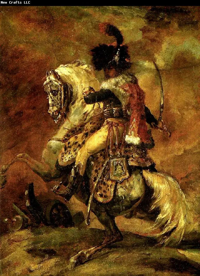 Offiser av jegere til hest fra den keiserlige garde som angriper - Théodore Géricault