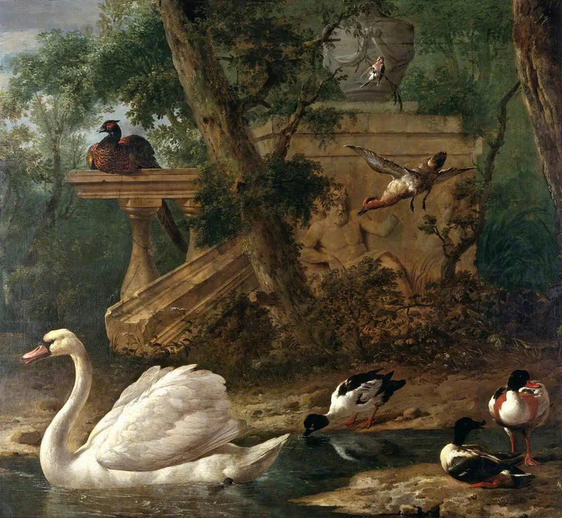 Fugler i en hage - Melchior de Hondecoeter