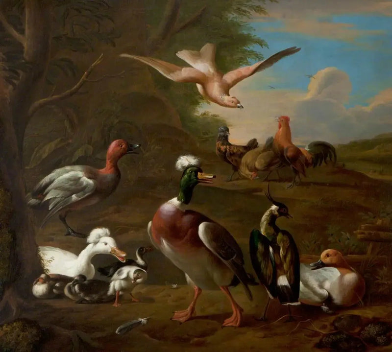 Fugler i et landskap - Melchior de Hondecoeter