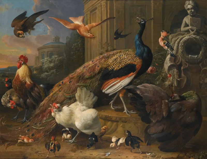 Forstyrrede fugler av en falke - Melchior de Hondecoeter