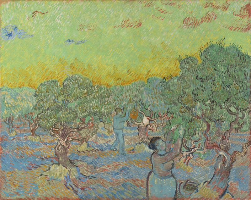 Olivlund med plukkefigurer - Vincent van Gogh