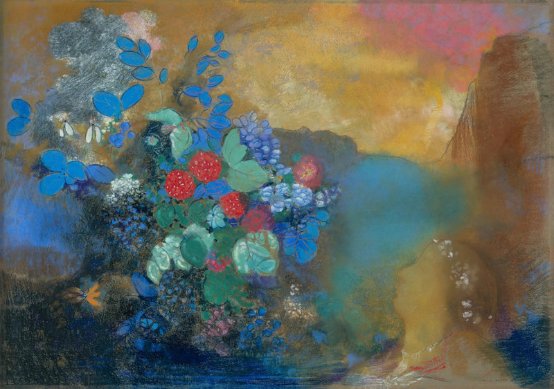 Ophélie blant blomstene - Odilon Redon