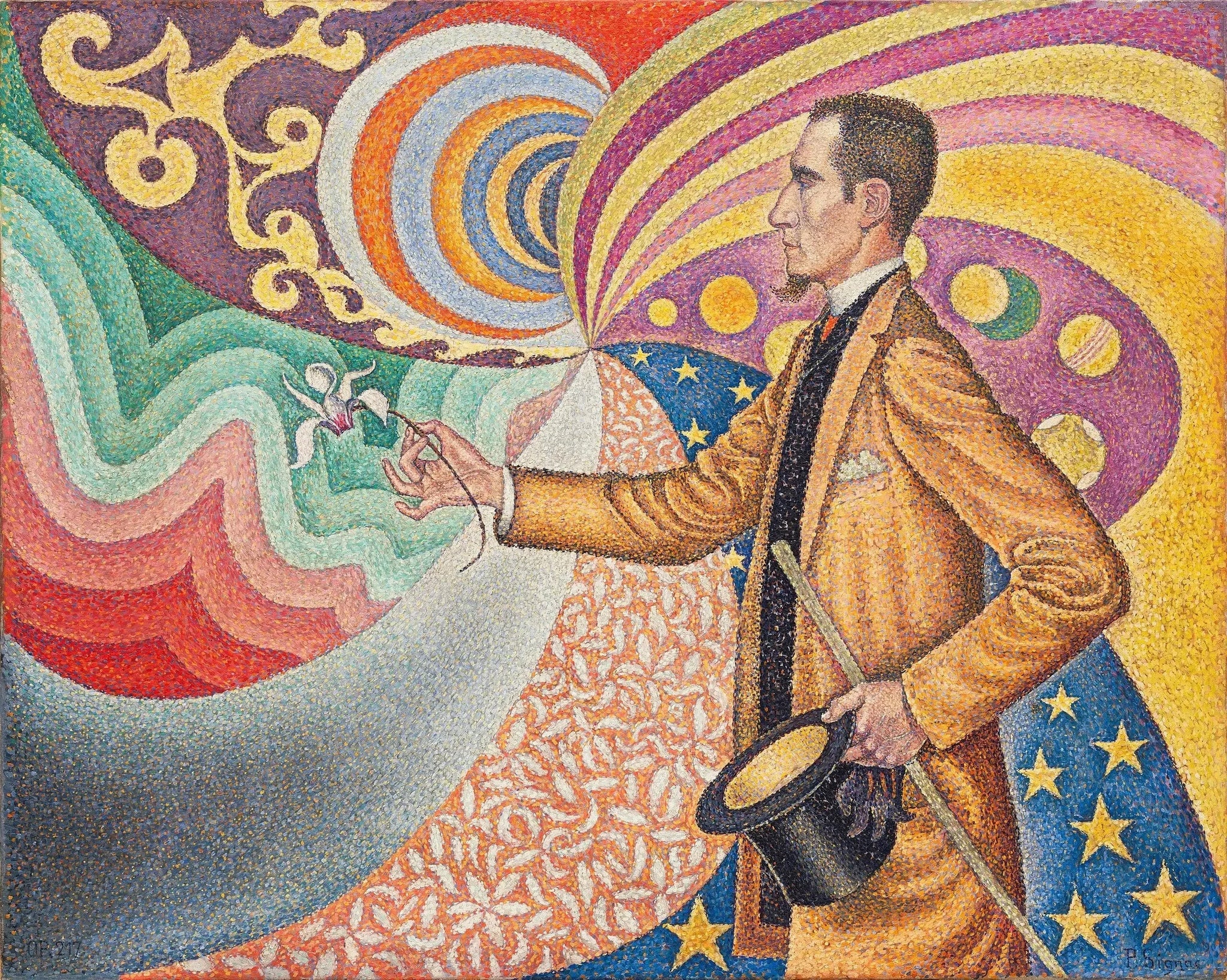 Opus sur l'émail d'un fond rythmique de mesures et d'angles, de tons et de teintes, portrait de M. Félix Fénéon en 1890 - Paul Signac image 1 tableau peint à l’huile sur toile