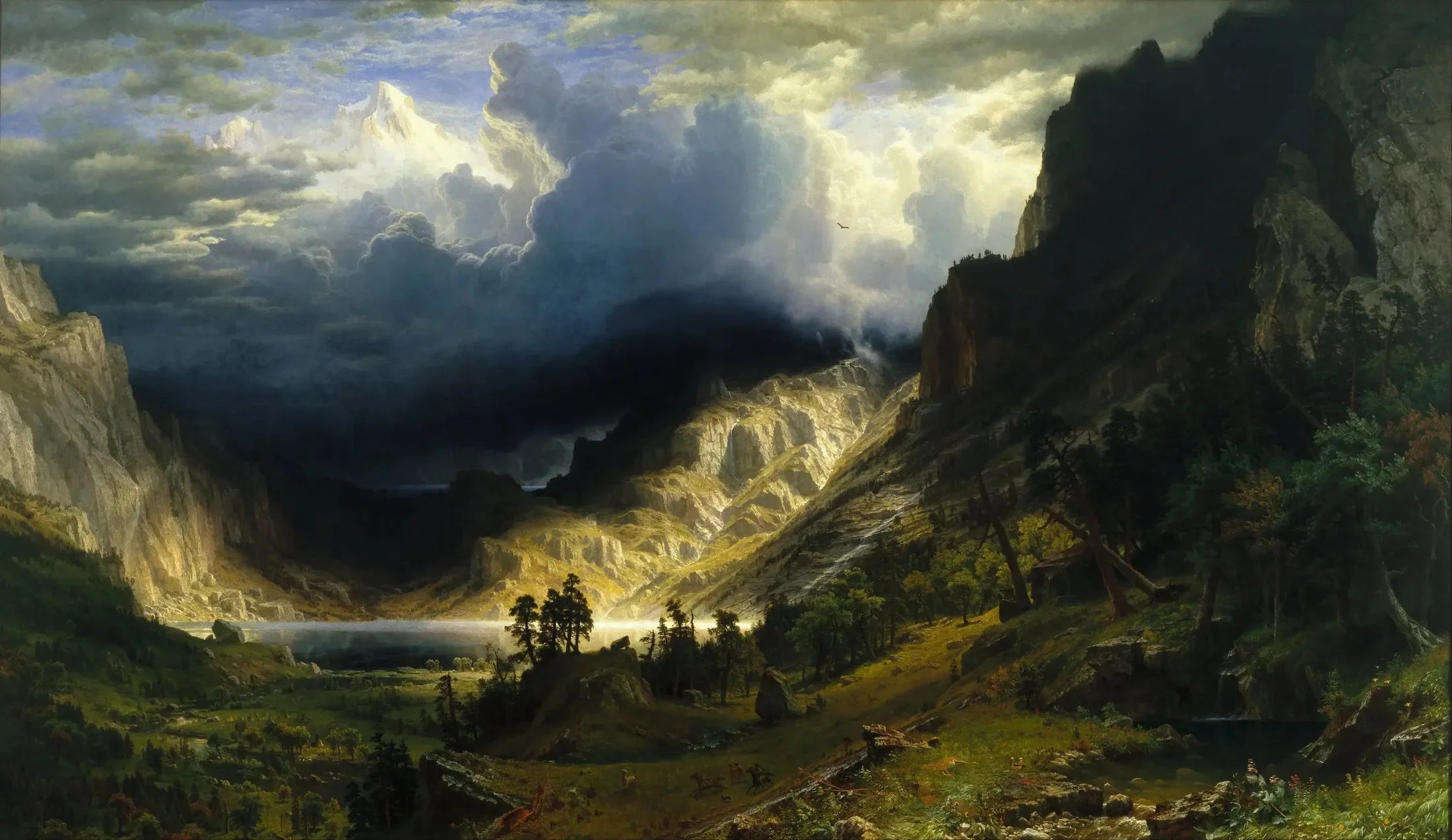 Orage dans les montagnes Rocheuses - Albert Bierstadt image 1 reproduction d’œuvre d’art à l’huile