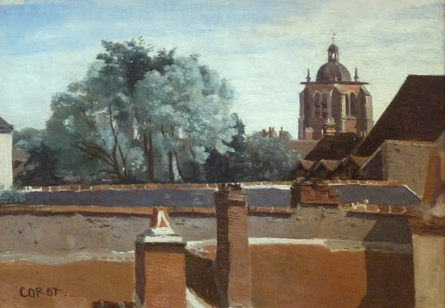 Orléans, utsikt tatt fra et vindu med utsikt mot Sainte-Paterne-tårnet - Jean-Baptiste Camille Corot