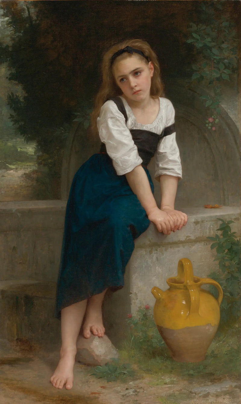 Forlatt ved fontenen - Bouguereau