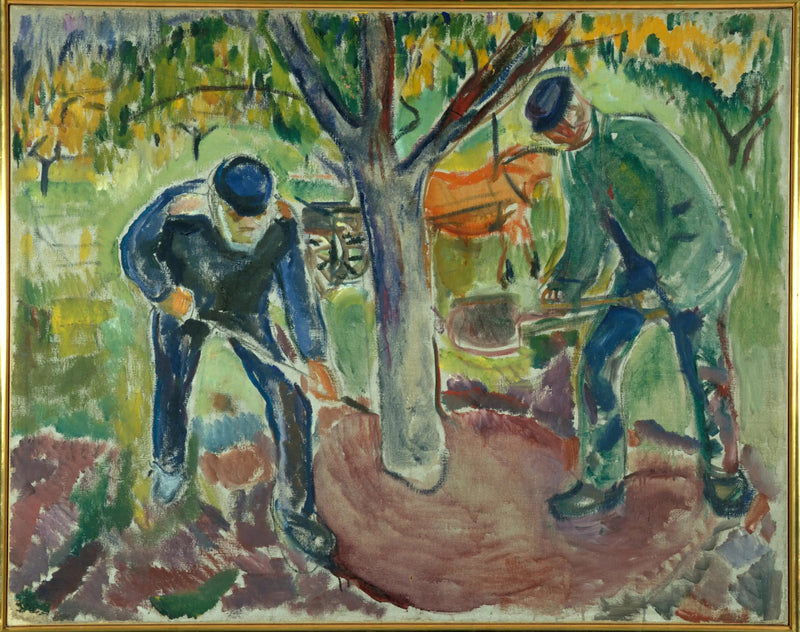 Arbeidere i hagen - Edvard Munch