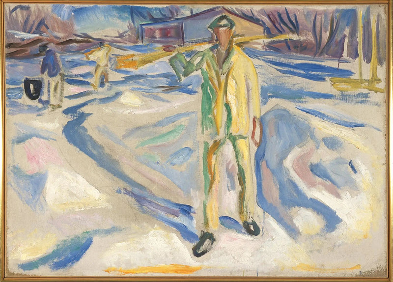 Bygningsarbeidere i snøen - Edvard Munch
