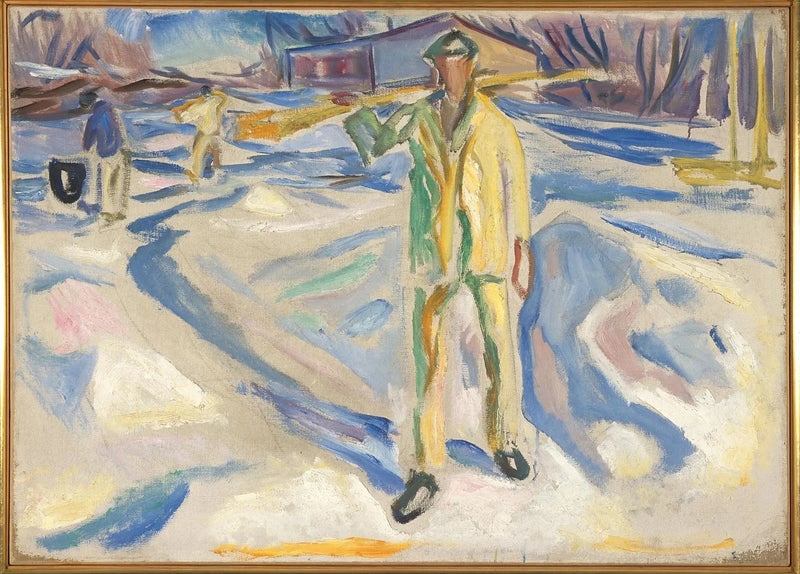 Bygningsarbeidere i snøen - Edvard Munch