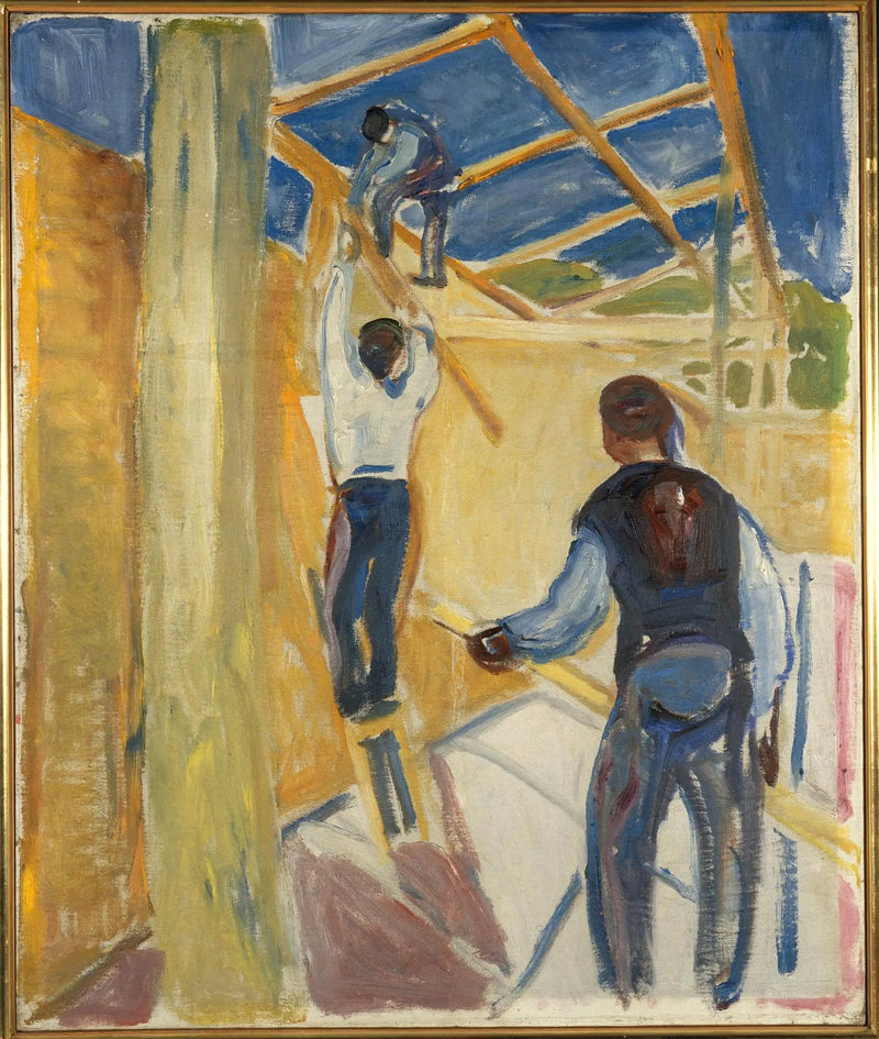 Bygningsarbeidere i studioet - Edvard Munch