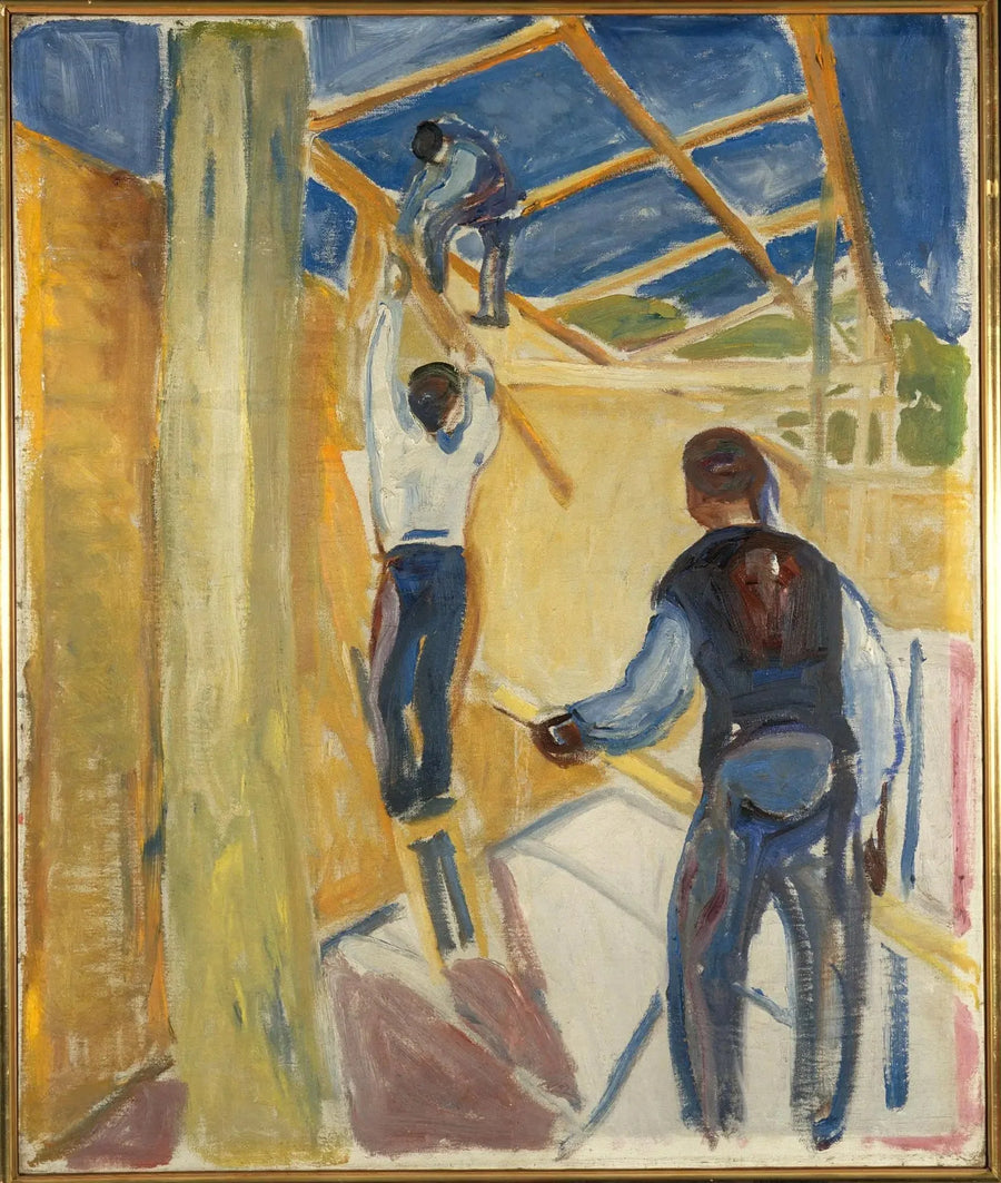 Bygningsarbeidere i studioet - Edvard Munch