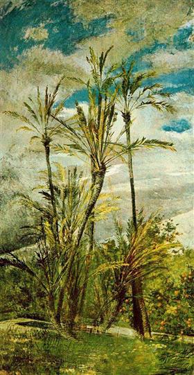 Palmer og appelsintrær. Veggmaleri av Falconiera - Giovanni Boldini